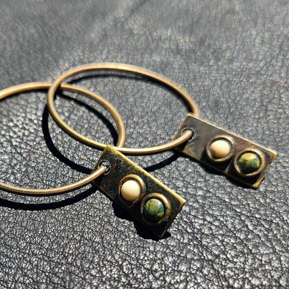 Vintage Martha Sturdy Antique Bronze Hoop Earrings